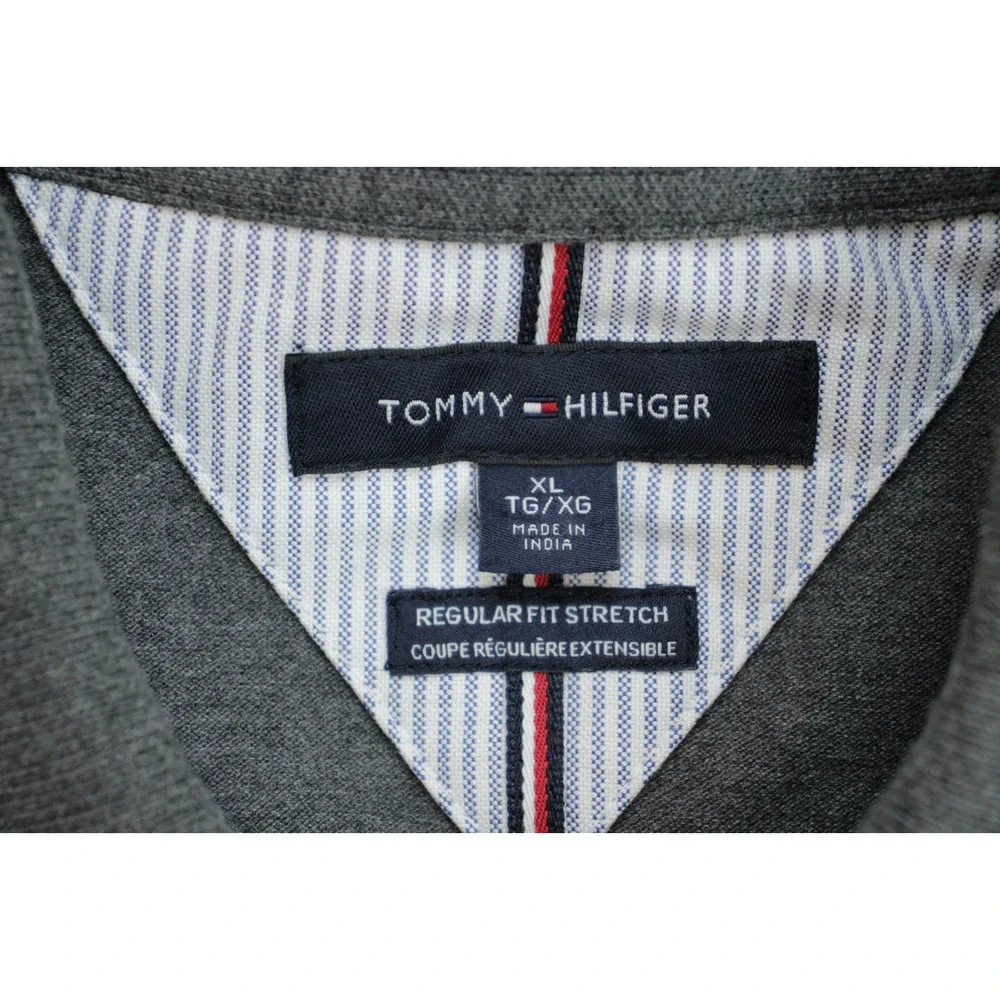 Tommy‎ Hilfiger Polo Mens XL Gray Regular Fit Stretch Cotton Blend